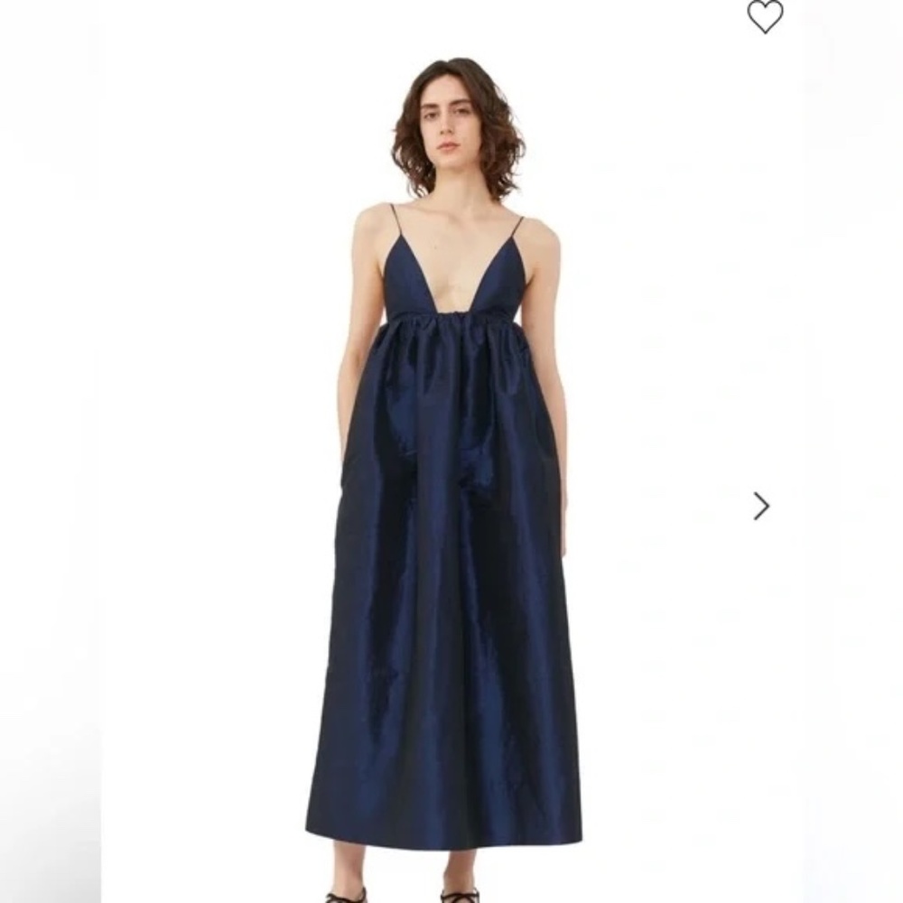 GANNI Midnight Blue Taffeta Dress (34)